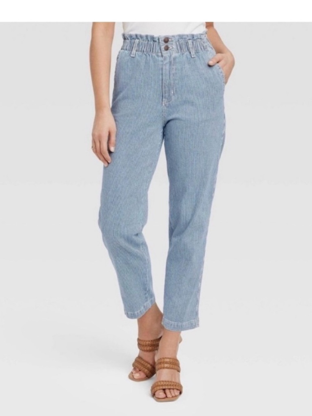Universal Thread Blue Striped Paperbag-Waist Women’s Pants